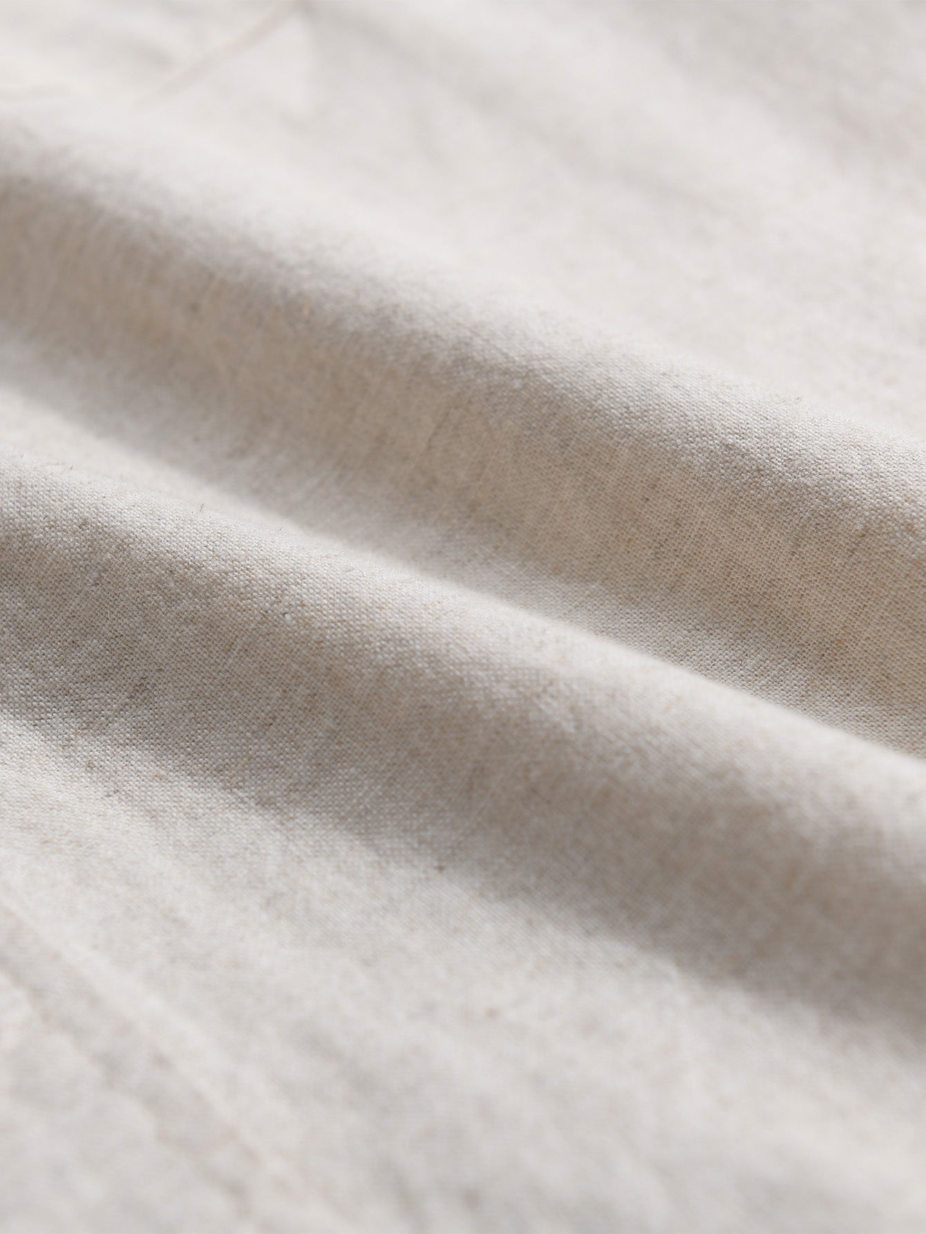 Long Sleeve Stand Collar Shirt in Linen-Cotton Blend with Pocket