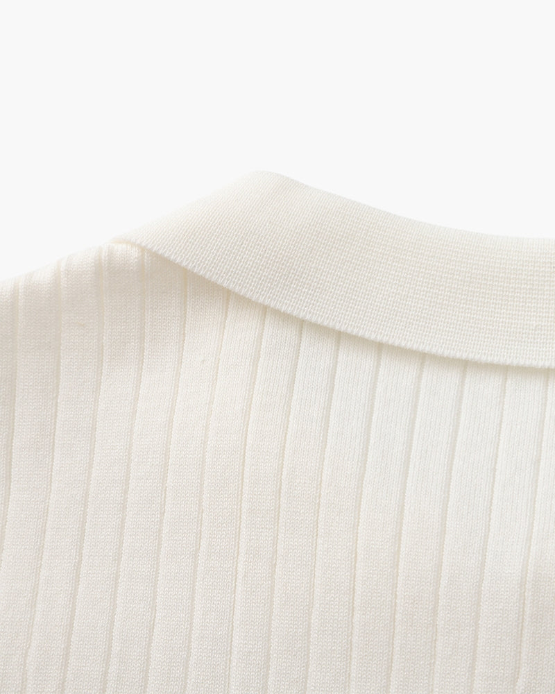 Luxury Ribbed Knit Polo Shirt