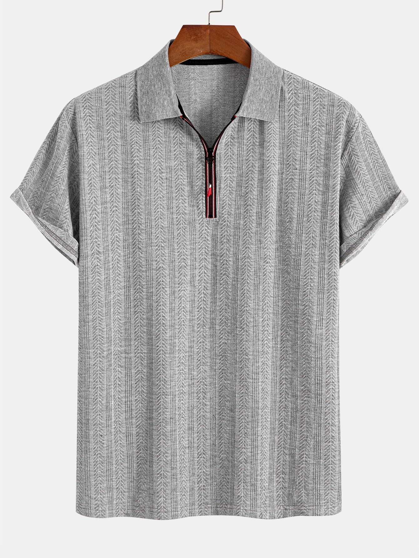 Textured Zip-Up Polo