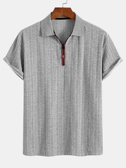 Textured Zip-Up Polo