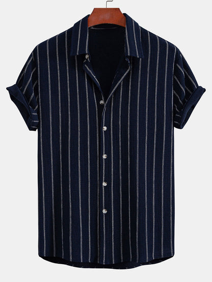Striped Textured Button-Up Shirt