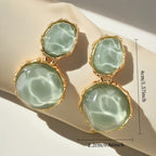 Um Par de Brincos Pendentes Boémios Geométricos Ovais em Resina, Exalando Elegância Vintage, Perfeitos para o Uso Diário Casual Feminino e Ocasiões de Festa, um Presente Criativo