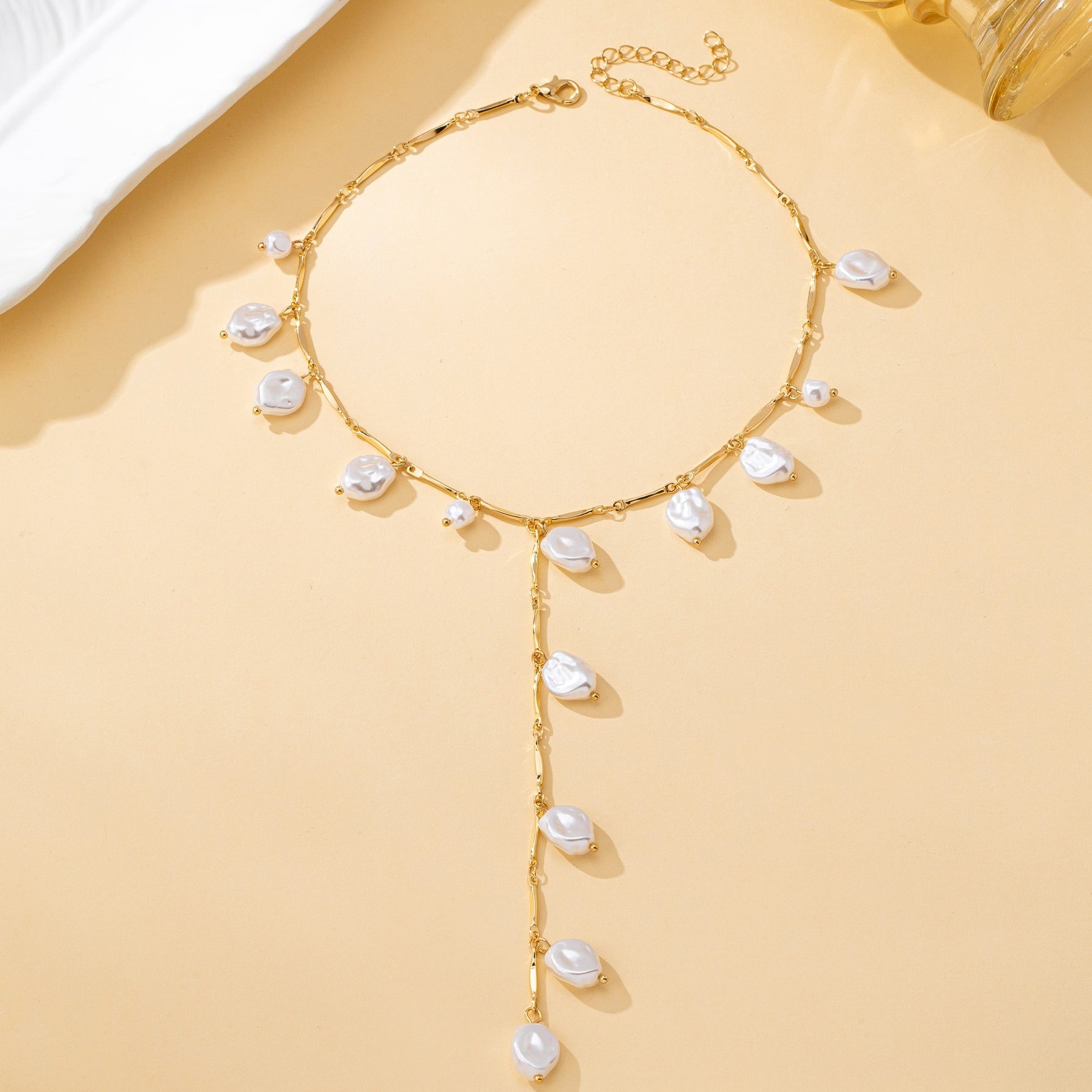 French-Style Elegant and Sexy Women's Fashion Necklace, Irregular Shape Unique Design Y-Shaped Necklace for Banquets, Parties, Festivals, Weddings, Mother's Day, Ramadan