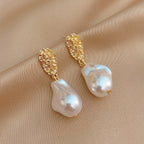 A Pair of Japanese and Korean Style Pleated Geometric Irregular Plastic Earrings