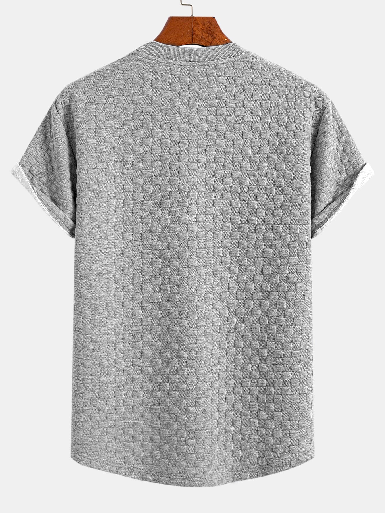 Checkerboard Jacquard T-Shirt with Arc Hem
