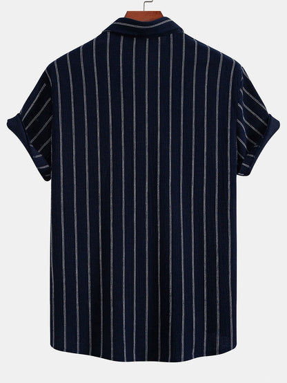 Striped Textured Button-Up Shirt