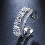 Double Layer Ring with Light Luxury Micro-Set Zirconia for Fashionable Temperament