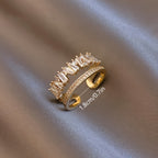 Double Layer Ring with Light Luxury Micro-Set Zirconia for Fashionable Temperament