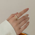 Double Layer Ring with Light Luxury Micro-Set Zirconia for Fashionable Temperament