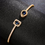 Trendy Women's Fashion Open Bangle with Geometric Synthetic Synthetic Zirconia, High-End Jewelry