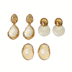 Conjunto de 3 Pares de Brincos Femininos Vintage Boêmios com Incrustação de Resina, Adequados para Uso Diário, Festas e Danças, Acessórios Ideais para Mulheres.