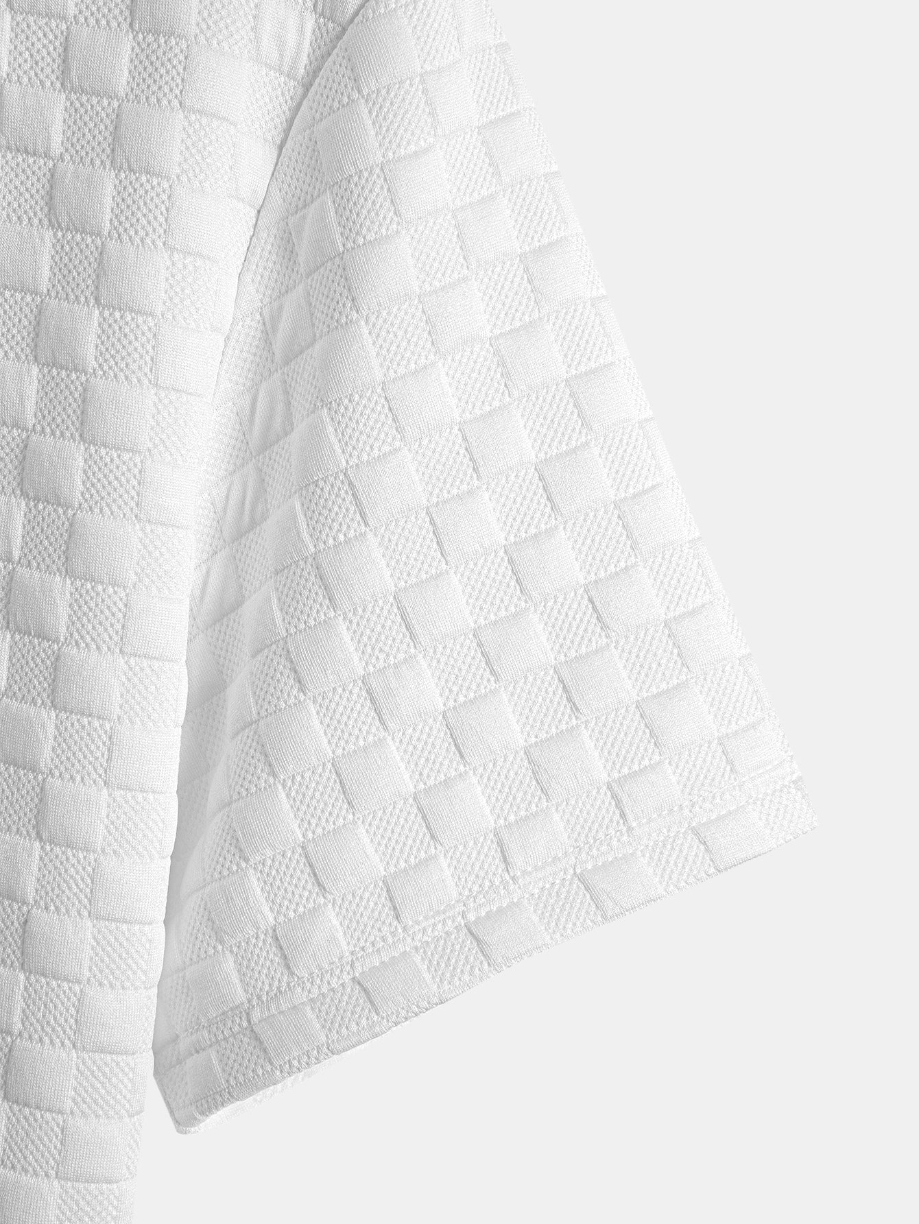 Checkerboard Jacquard T-Shirt with Arc Hem