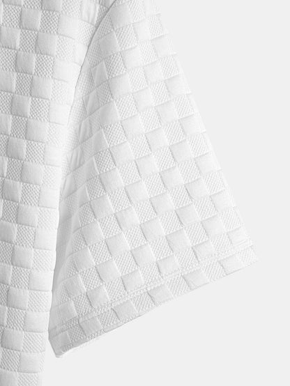 Checkerboard Jacquard T-Shirt with Arc Hem