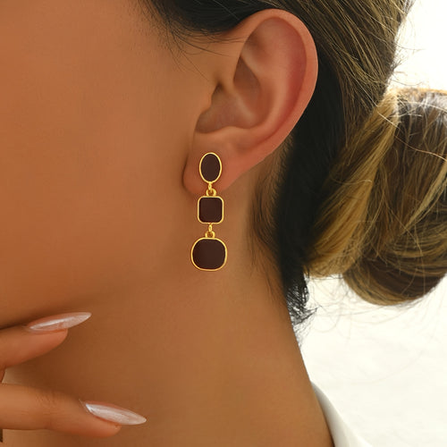 1 Par de Brincos Femininos de Franja Longa com Formas Geométricas Estilo Francês para Uso Diário, Férias e Casamentos