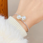 European And American Cross-Border Inlaid Rhinestone Pearl Open Design Personalized Luxury Style Women'S Bracelet