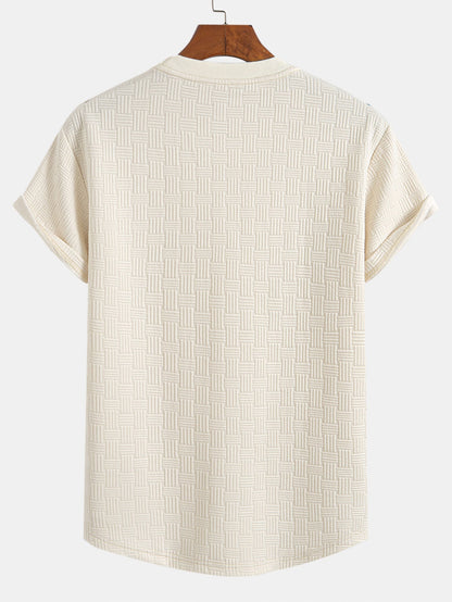 Striped Jacquard T-Shirt with Arc Hem