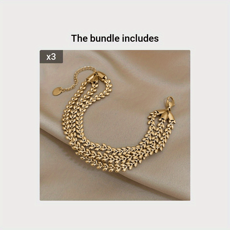 Solenn -  Stainless Steel Wheat Design Golden