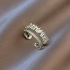 Double Layer Ring with Light Luxury Micro-Set Zirconia for Fashionable Temperament