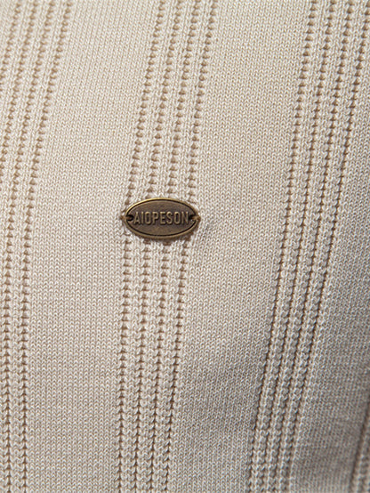 Striped Knit Polo Tee