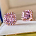 Luxurious Pink Synthetic Zirconia Stud Earrings for Women's Wedding Engagement Party Daily Wear Elegant Earrings (without Box)