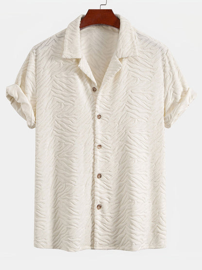 Cuban Shirt and Shorts Set with Animal Texture Terry