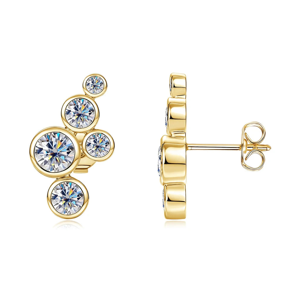 RAPRGOLD GRA Certified 3mm Round Cut Moissanite Piercing Star Stud Earrings for Women 14K Gold Filled Earring Fine Jewelry Gifts