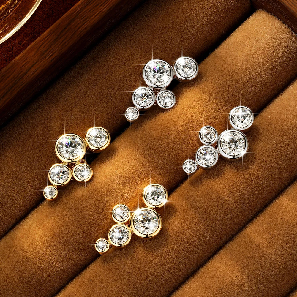 RAPRGOLD GRA Certified 3mm Round Cut Moissanite Piercing Star Stud Earrings for Women 14K Gold Filled Earring Fine Jewelry Gifts