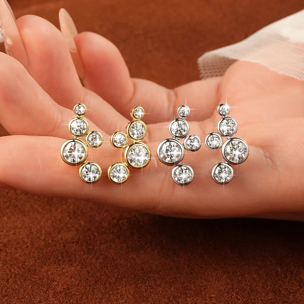 RAPRGOLD GRA Certified 3mm Round Cut Moissanite Piercing Star Stud Earrings for Women 14K Gold Filled Earring Fine Jewelry Gifts