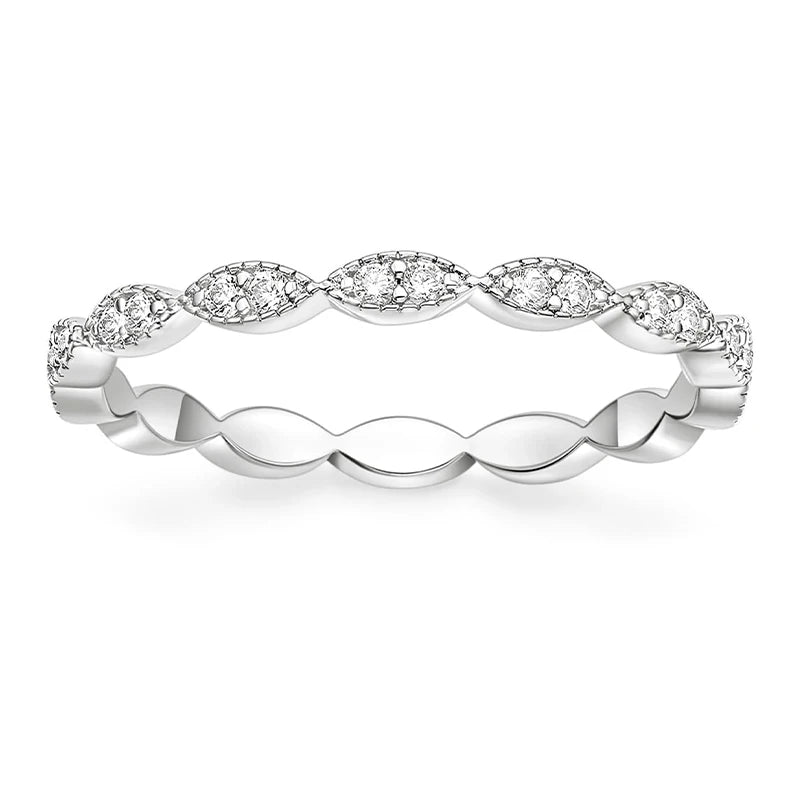RAPRGOLD 1.5mm Round Moissanite Full Eternity Band Ring for Women Anniversary Engagement Wedding Stacktable Fine Jewelry Gifts