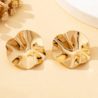 A Pair of Irregular Round Metal Stud Earrings Jewelry