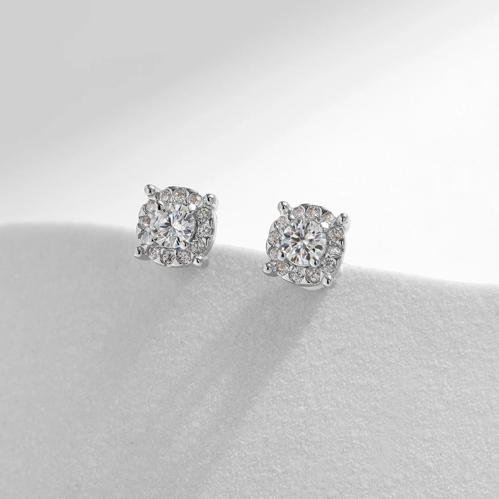 MODIAN D Color Moissanite Stud Earrings Round Cut Lab Created Diamond 925 Sterling Silver Silver Bridal Jewelry For Women Gifts