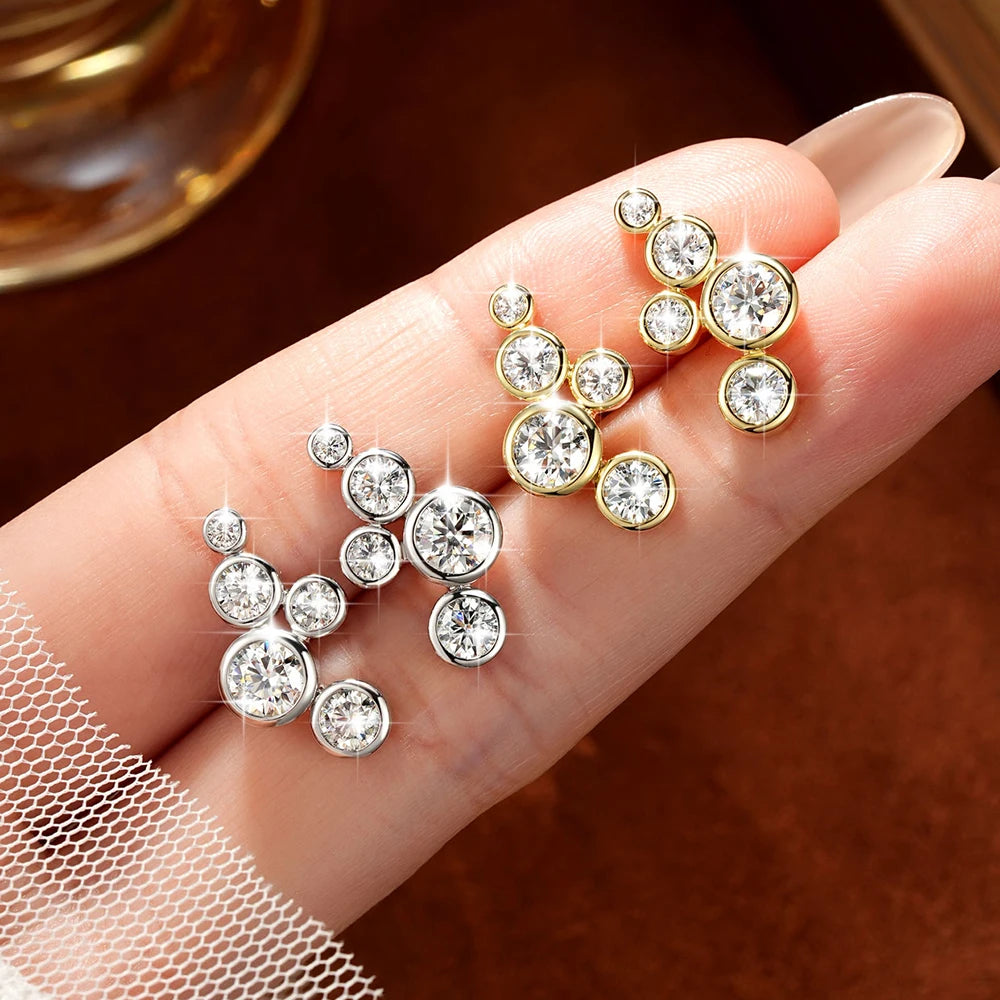 RAPRGOLD GRA Certified 3mm Round Cut Moissanite Piercing Star Stud Earrings for Women 14K Gold Filled Earring Fine Jewelry Gifts