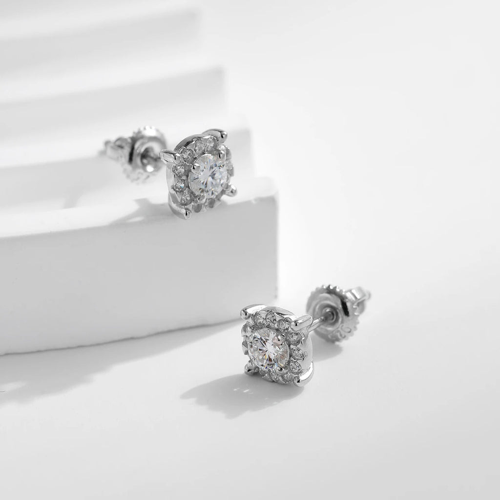 MODIAN D Color Moissanite Stud Earrings Round Cut Lab Created Diamond 925 Sterling Silver Silver Bridal Jewelry For Women Gifts