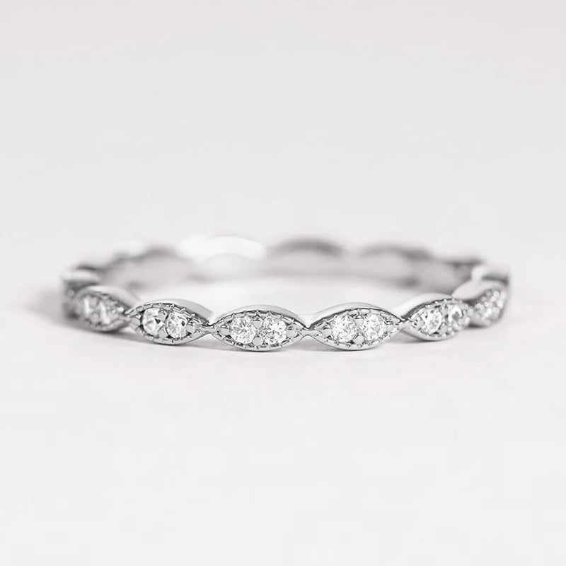 RAPRGOLD 1.5mm Round Moissanite Full Eternity Band Ring for Women Anniversary Engagement Wedding Stacktable Fine Jewelry Gifts