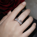 Double Layer Ring with Light Luxury Micro-Set Zirconia for Fashionable Temperament