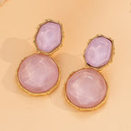 Um Par de Brincos Pendentes Boémios Geométricos Ovais em Resina, Exalando Elegância Vintage, Perfeitos para o Uso Diário Casual Feminino e Ocasiões de Festa, um Presente Criativo