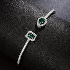Trendy Women's Fashion Open Bangle with Geometric Synthetic Synthetic Zirconia, High-End Jewelry