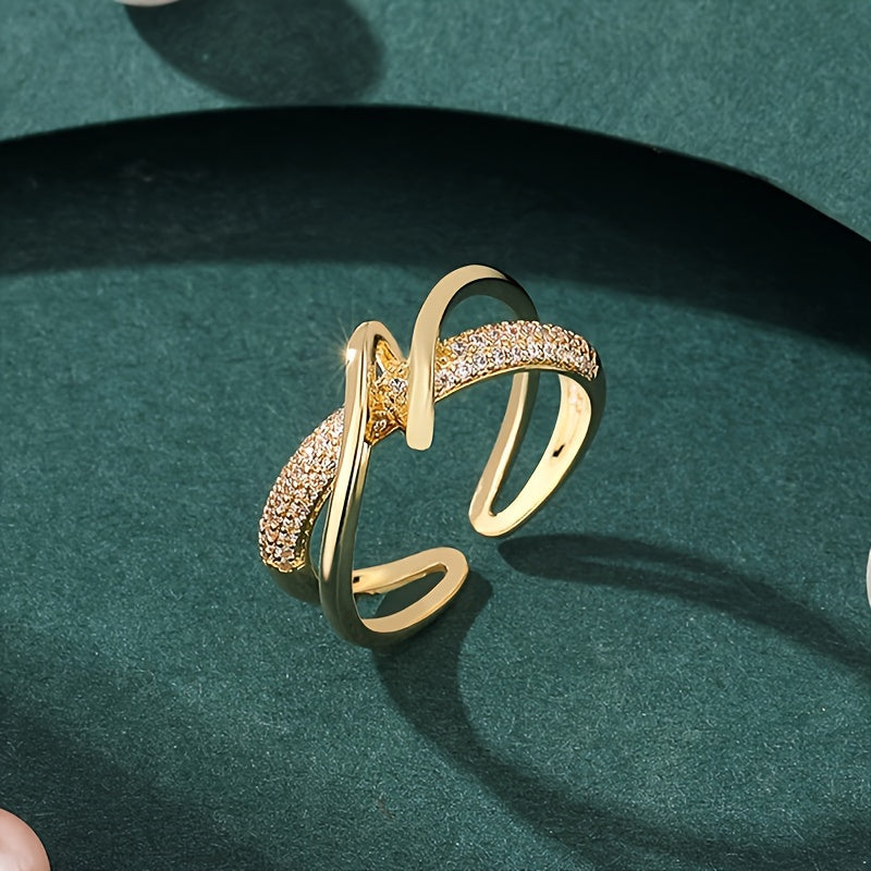 Fashionable, Unique, Exquisite, And Minimalist Ring with Micro-Set Synthetic Zirconia