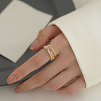 Double Layer Ring with Light Luxury Micro-Set Zirconia for Fashionable Temperament