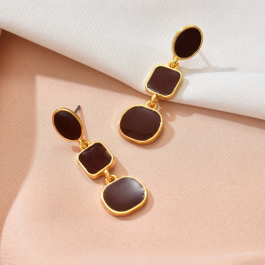 1 Par de Brincos Femininos de Franja Longa com Formas Geométricas Estilo Francês para Uso Diário, Férias e Casamentos