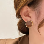 Brincos de Estudo Quadrados Geométricos de Inspiração Vintage para Mulheres - Versáteis & Chiques, Perfeitos para Vestuário Casual ou Festas