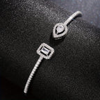 Trendy Women's Fashion Open Bangle with Geometric Synthetic Synthetic Zirconia, High-End Jewelry