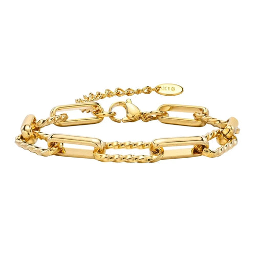 Bracelets for Women – Aurelia Twisted Link Bracelet, gold finish, white background