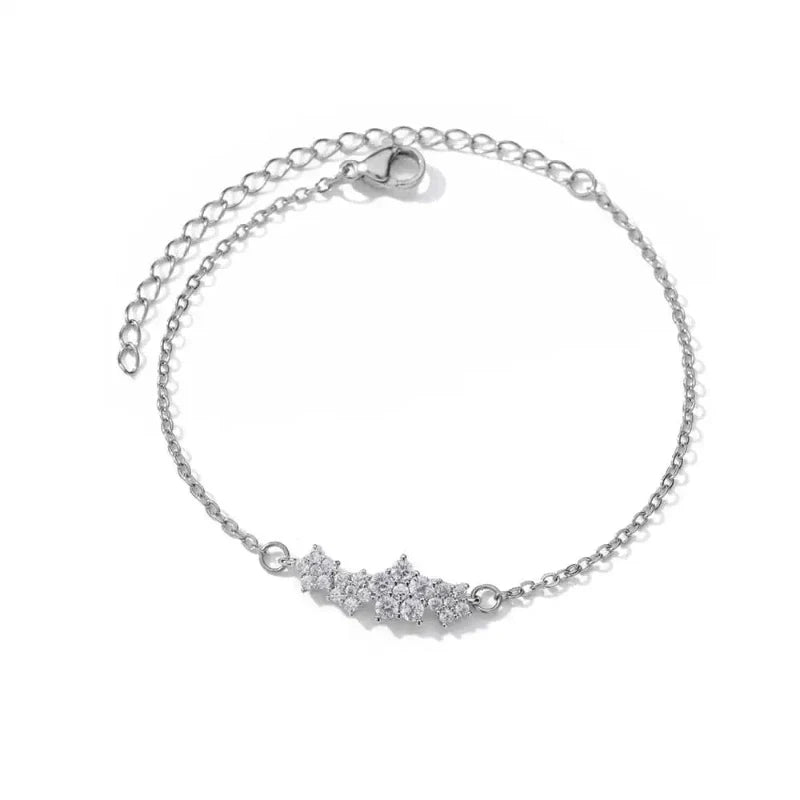Bracelets for Women – Carmen Charms Bracelet, Silver Star Cluster design, white background