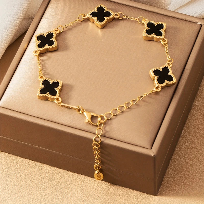 Bracelets for Women – Clovera Clover Bracelet – Black finish on white background