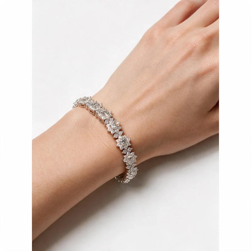Bracelets for Women – Diana Moissanite Tennis Bracelet worn on wrist, 925 sterling silver moissanite bracelet