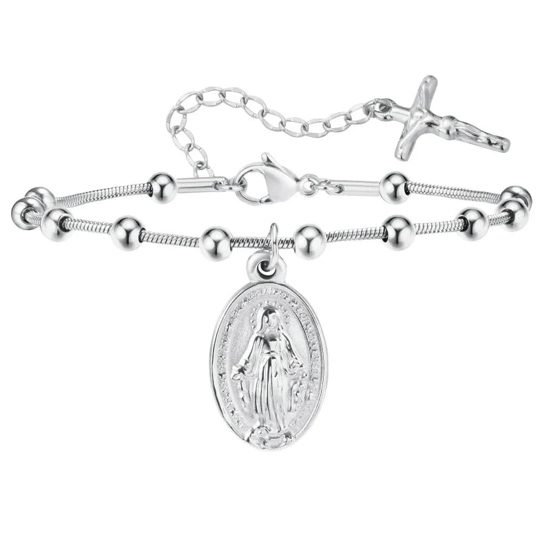 Faith Rosary Bracelet, Silver II finish