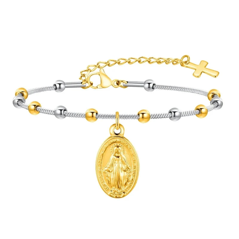 Faith Rosary Bracelet, Gold & Silver finish