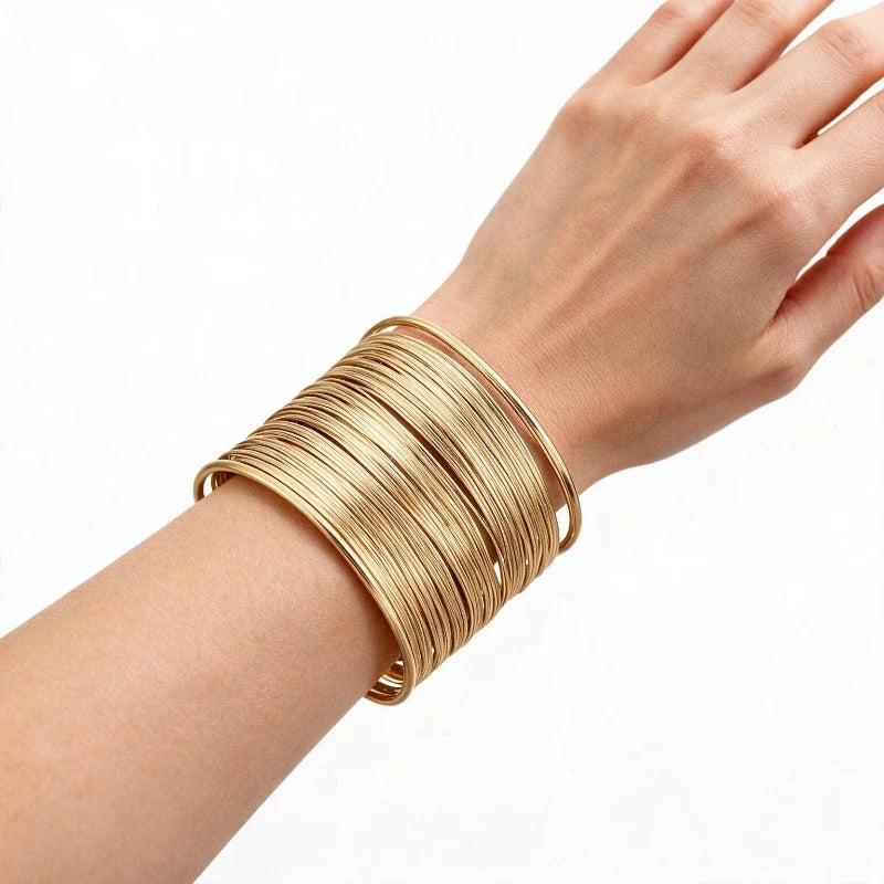 Bracelets for Women – Lunaria Golden Wire Cuff Bracelet worn on wrist