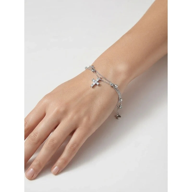 Bracelets for Women – Seraphina Cross Bracelet worn on wrist, 925 sterling silver
